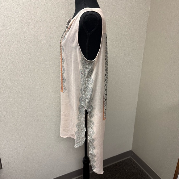 Knox Rose Boho Tunic Dress Size 1 Tan Black High Low Sleeveless - Picture 3 of 9